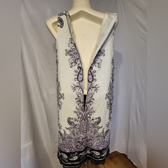 LOFT Elegant White and Lavender Midi Dress, Size 6 - Picture 4 of 8